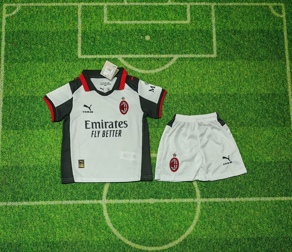 Kids-AC Milan 25/26 Fourth Grey Soccer Jersey